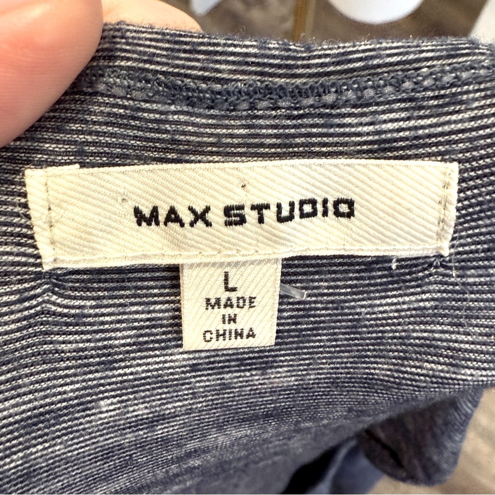 Max Studio Gray/Heathered Navy Sleeveless Knit Dress – Size Large 💙 - Picture 4 of 5